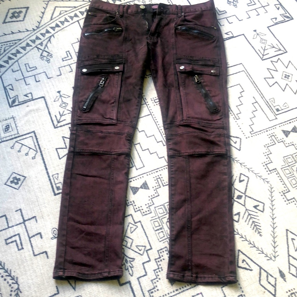 Burgundy heavy denim jeans US34